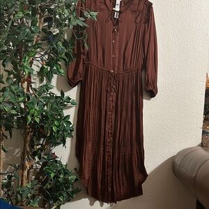 Chico's Brown Long Sleeve Maxi Dress